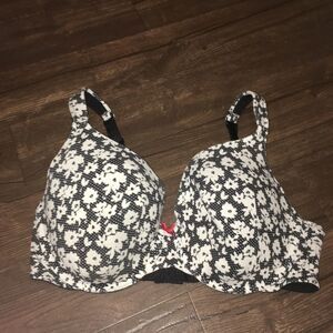 Cacique black and white floral 40D full coverage bra